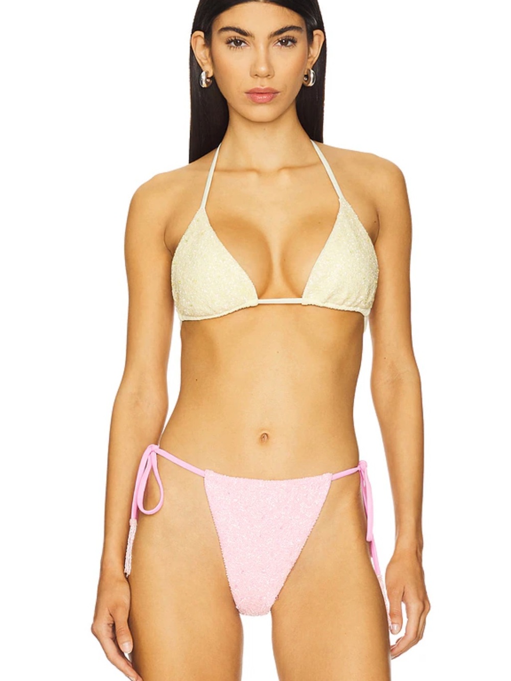 Oceanus Talia Bikini Top - Size M (NEW NO TAGS) Yellow beaded